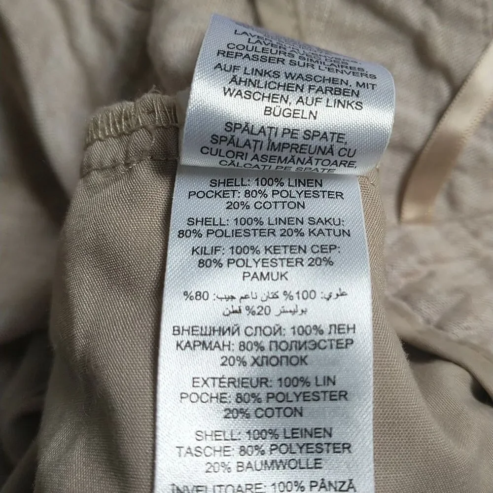 Debenhams Shorts Womens US4 Beige 100%Linen Pockets ~9